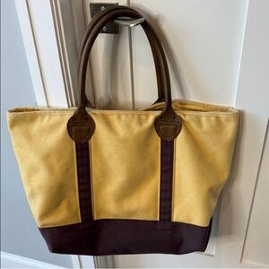 Restoration Hardware Large Canvas Leather Handle Tote Bag